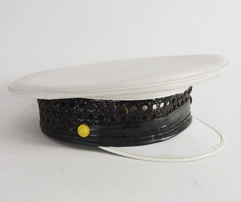 Vintage White With Black Wicker Hat