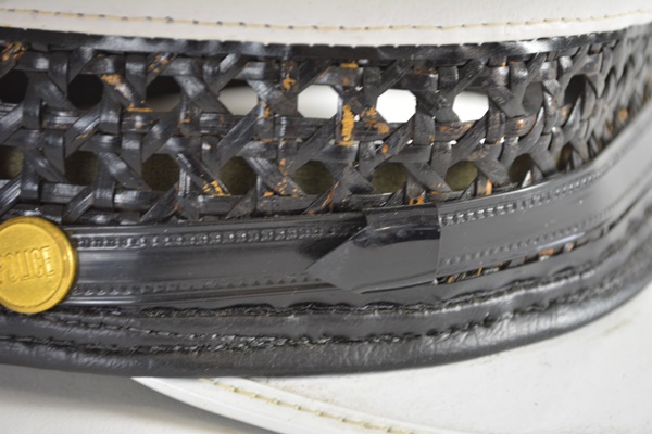 Vintage White With Black Wicker Hat