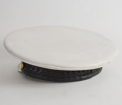 Vintage White With Black Wicker Hat