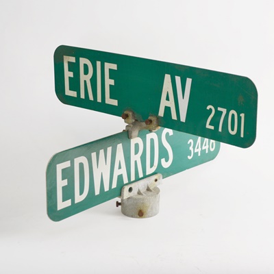 Erie Avenue and Edwards Road Street Sign