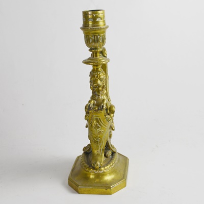 Vintage Griffin Cast Brass Candlestick