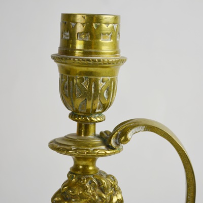 Vintage Griffin Cast Brass Candlestick