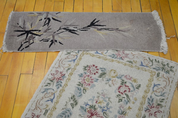 Vintage Needle Point Area Rug and Flat Weave Accent Rug
