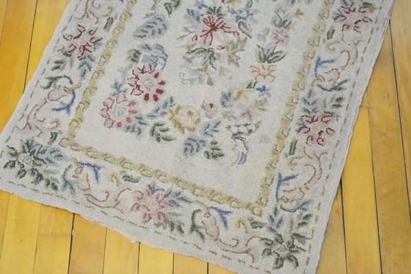 Vintage Needle Point Area Rug and Flat Weave Accent Rug