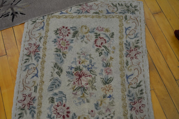 Vintage Needle Point Area Rug and Flat Weave Accent Rug