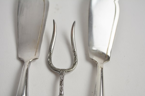 Antique Mother of Pearl Handle Serving Set With Sterling Fork