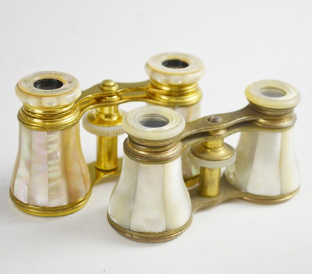 Two Pair of LeMaire Paris Vintage Mother of Pearl Opera Glasses