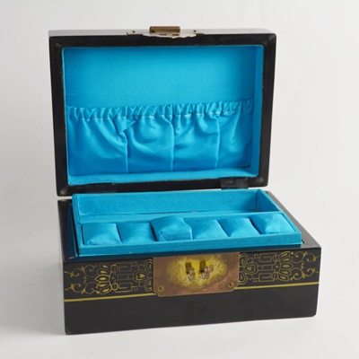 Vintage Chinese Black Lacquered Jewelry Box