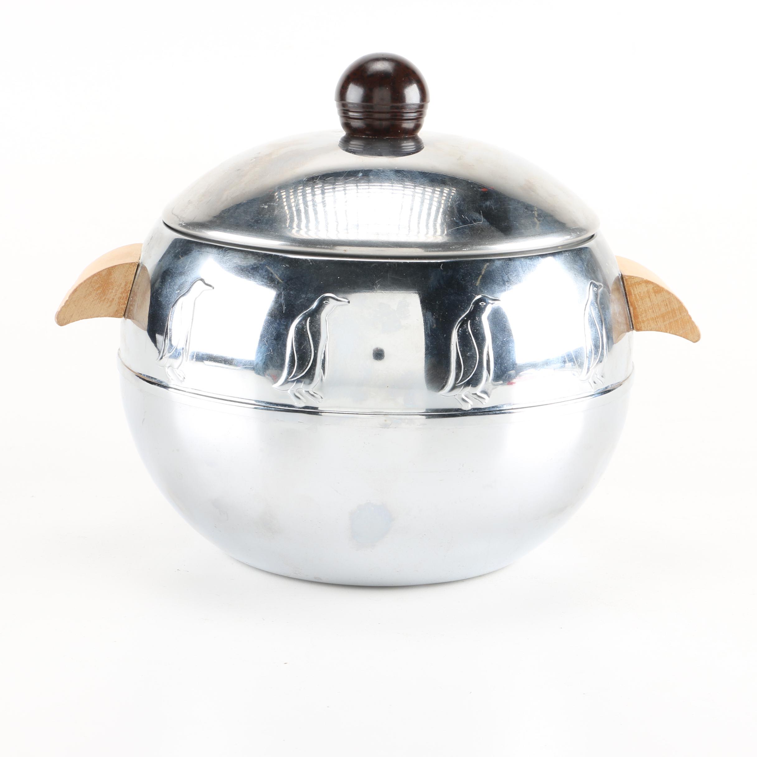 Art Deco Style West Bend Penguin Co Ice Bucket With Bakelite Style Knob