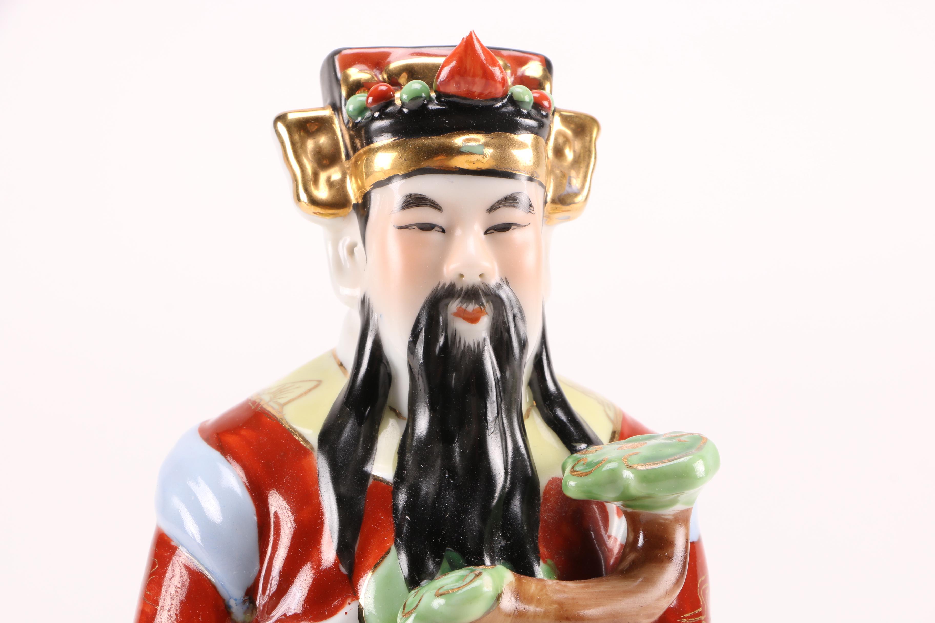 Chinese God of Prosperity Porcelain Figurine