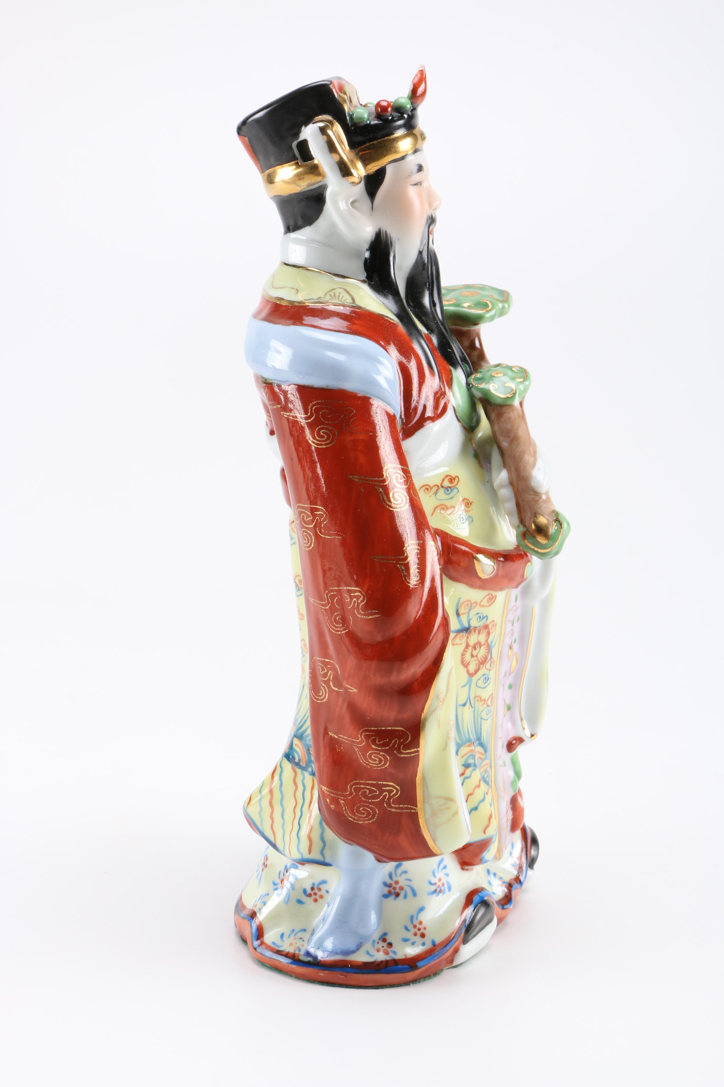 Chinese God of Prosperity Porcelain Figurine