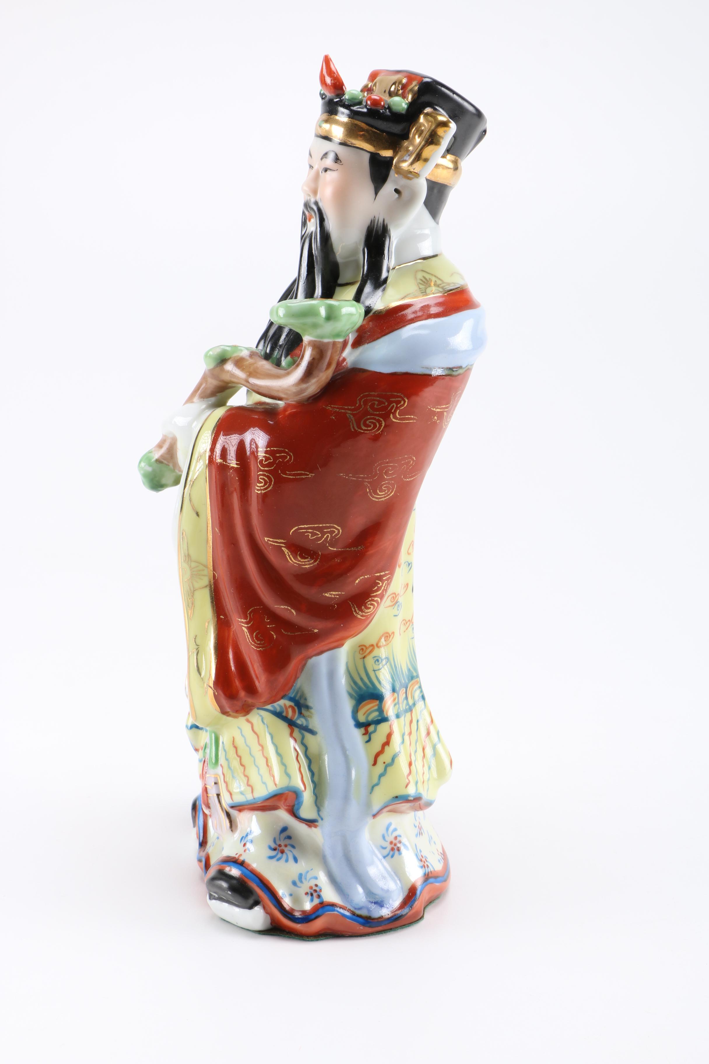 Chinese God of Prosperity Porcelain Figurine