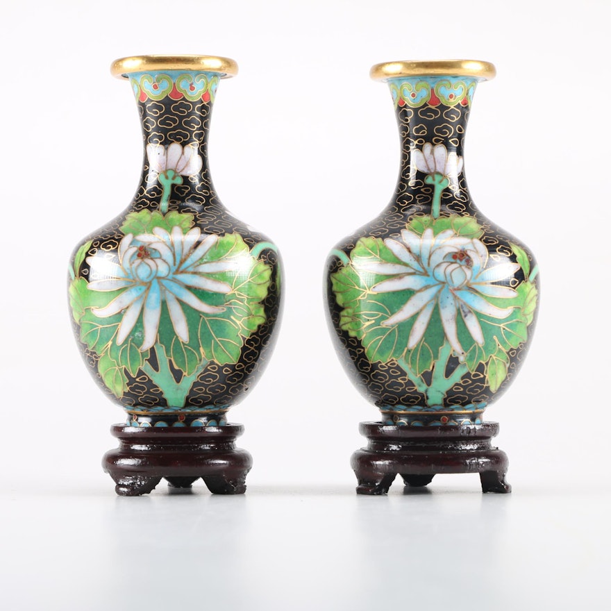 Chinese Cloisonné Vases With Stands