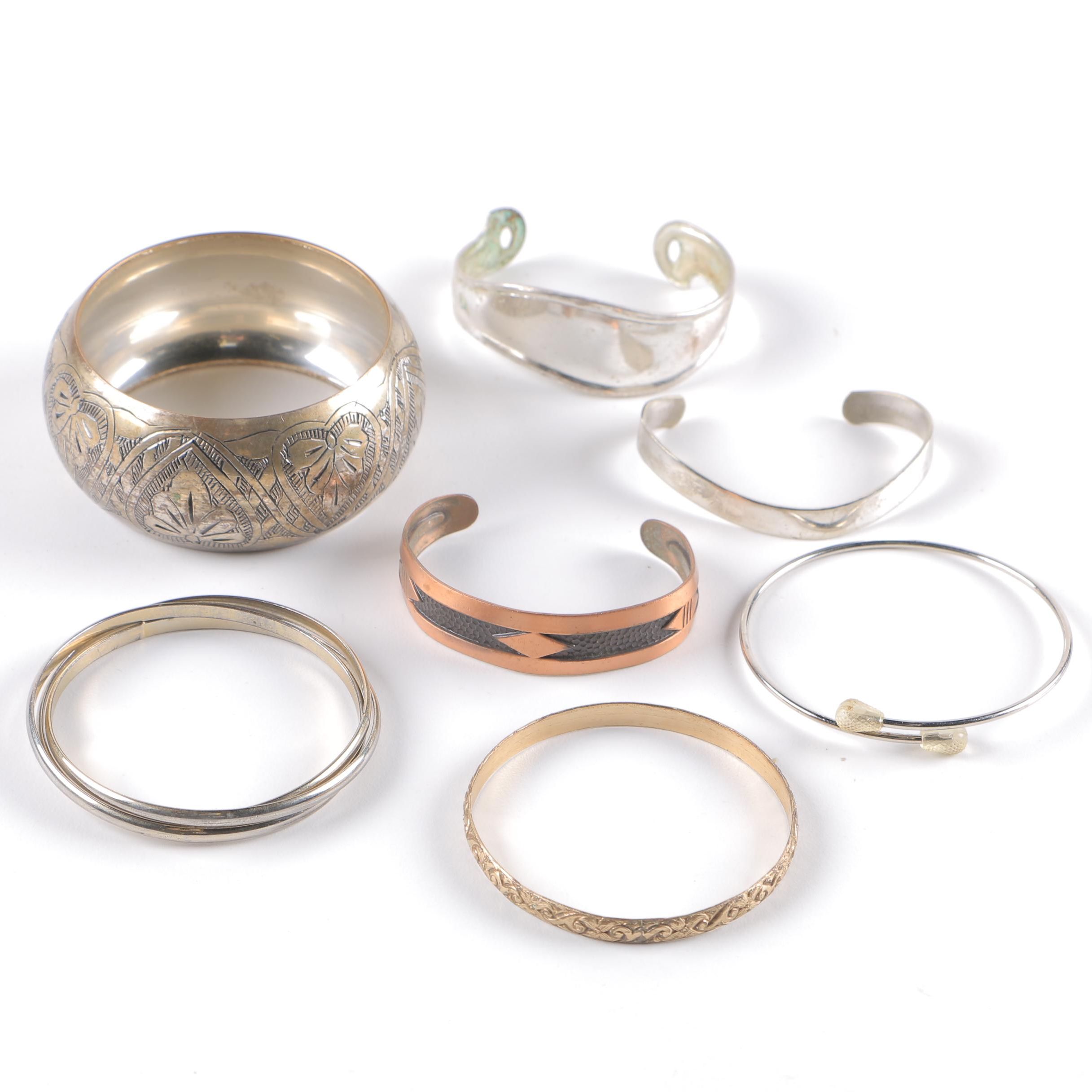 Gold Tone and Silver Tone Bangles and Cuffs