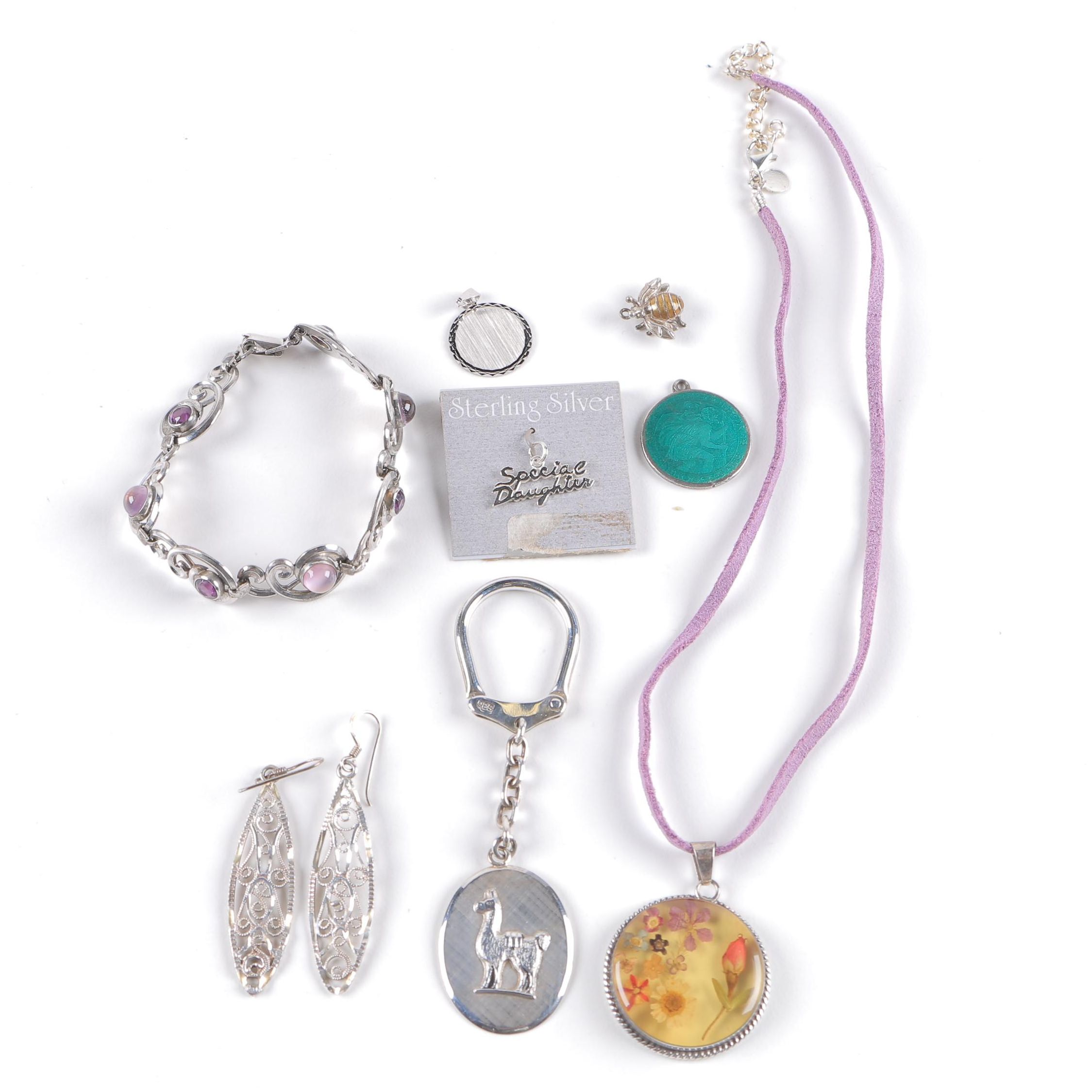 Sterling Silver Charms, Pendants and Bracelet