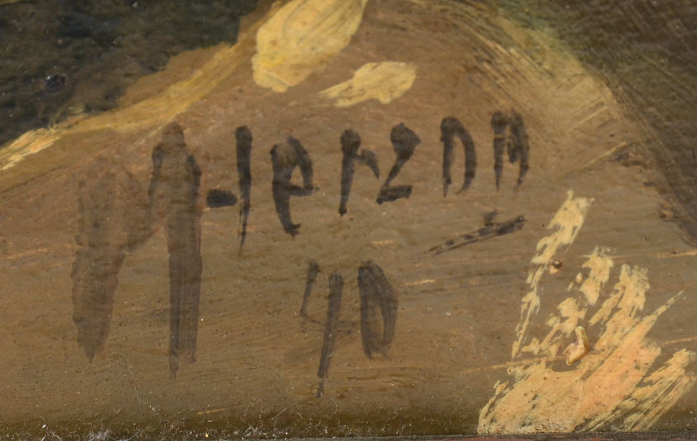 M. Herzon Original 1970 Oil Still Life on Academy Board