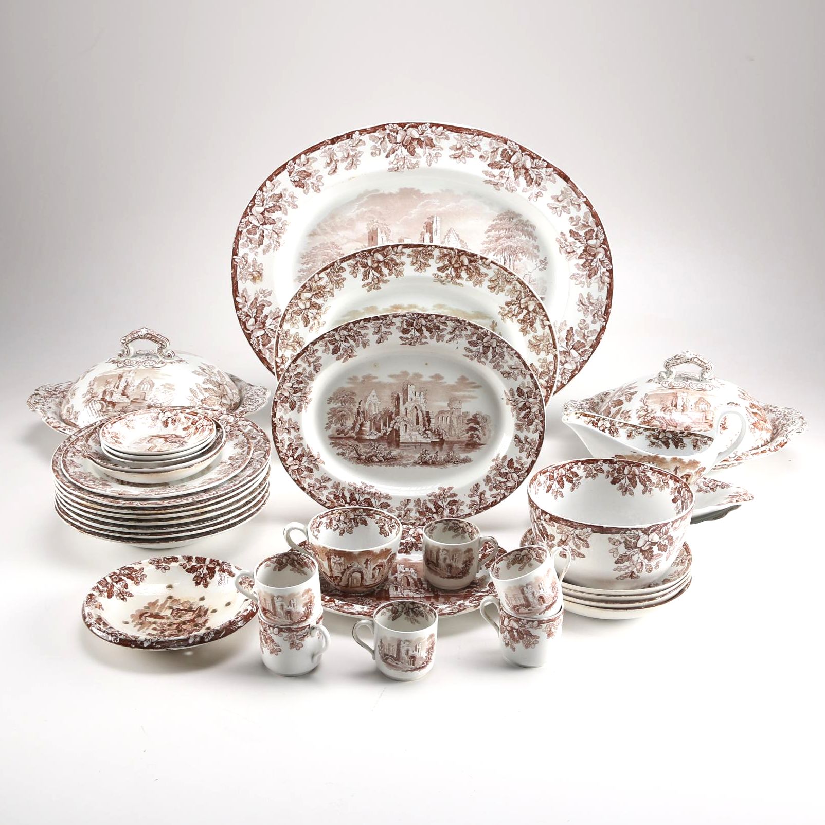 Vintage Copeland Brown Transfer Ware