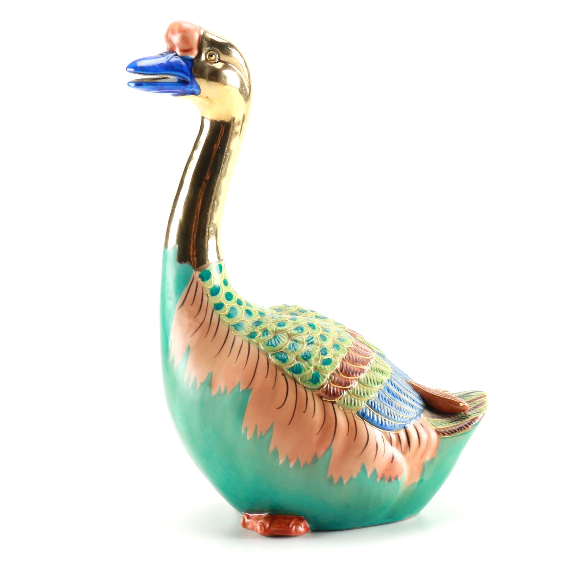 Japanese Hand-Painted Goose Statue