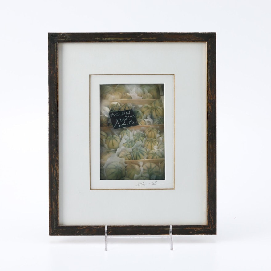 Framed Giclee of a European Melon Stand