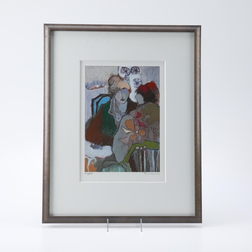 Itzchak Tarkay Limited Edition Offset Lithograph of Two Women