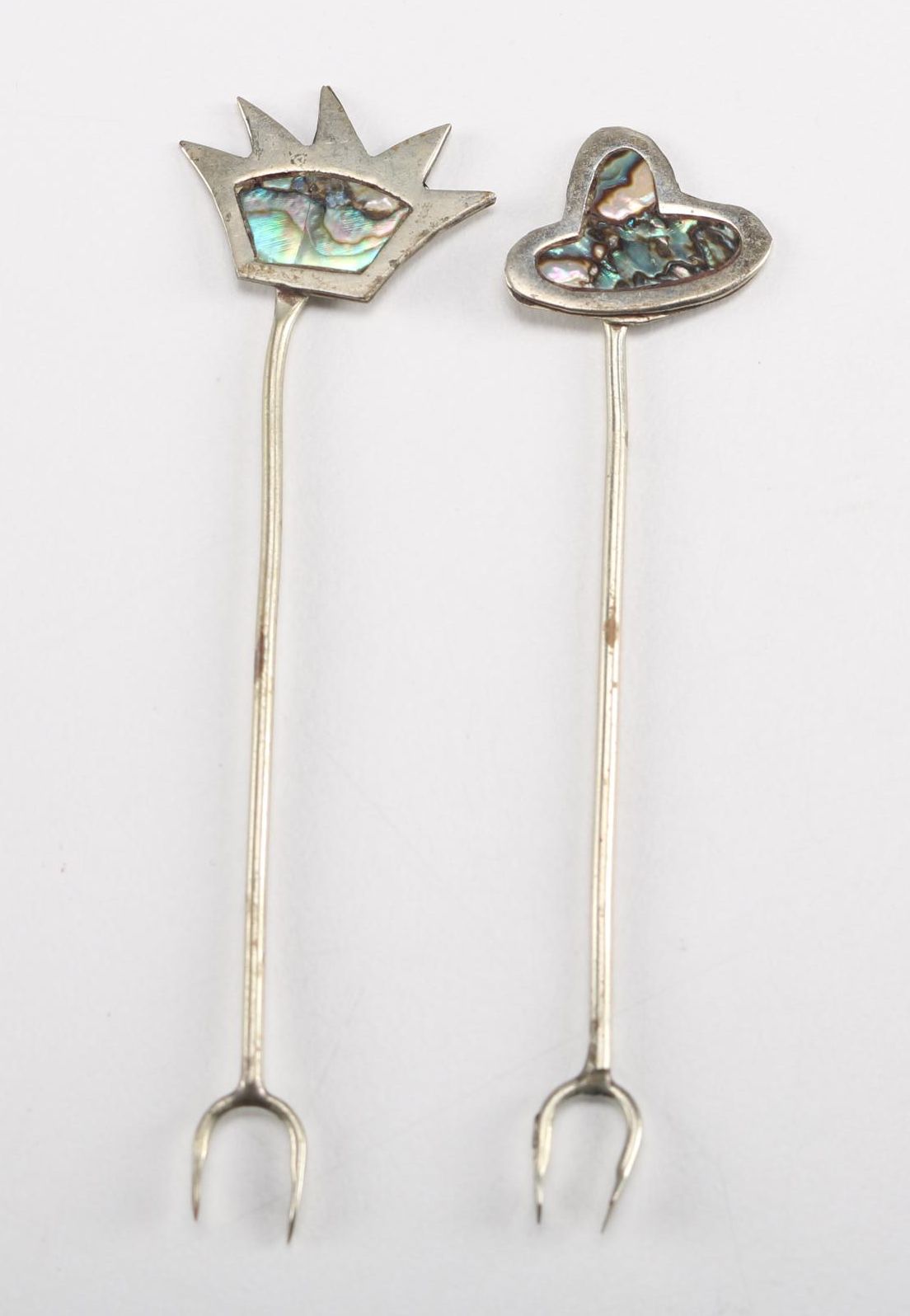Alpaca Silver-Tone Abalone Shell Cocktail Forks
