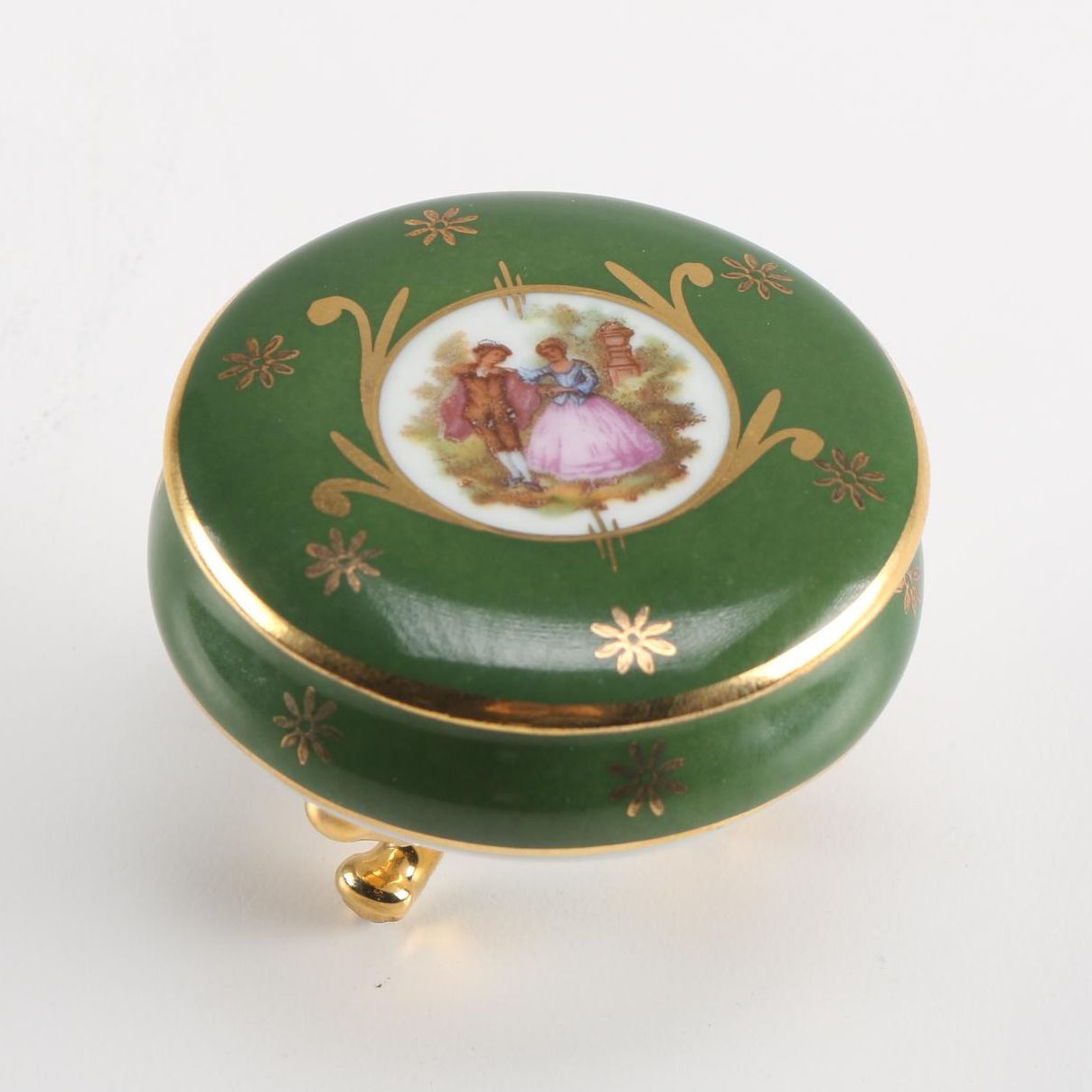 Green Limoges Trinket Box