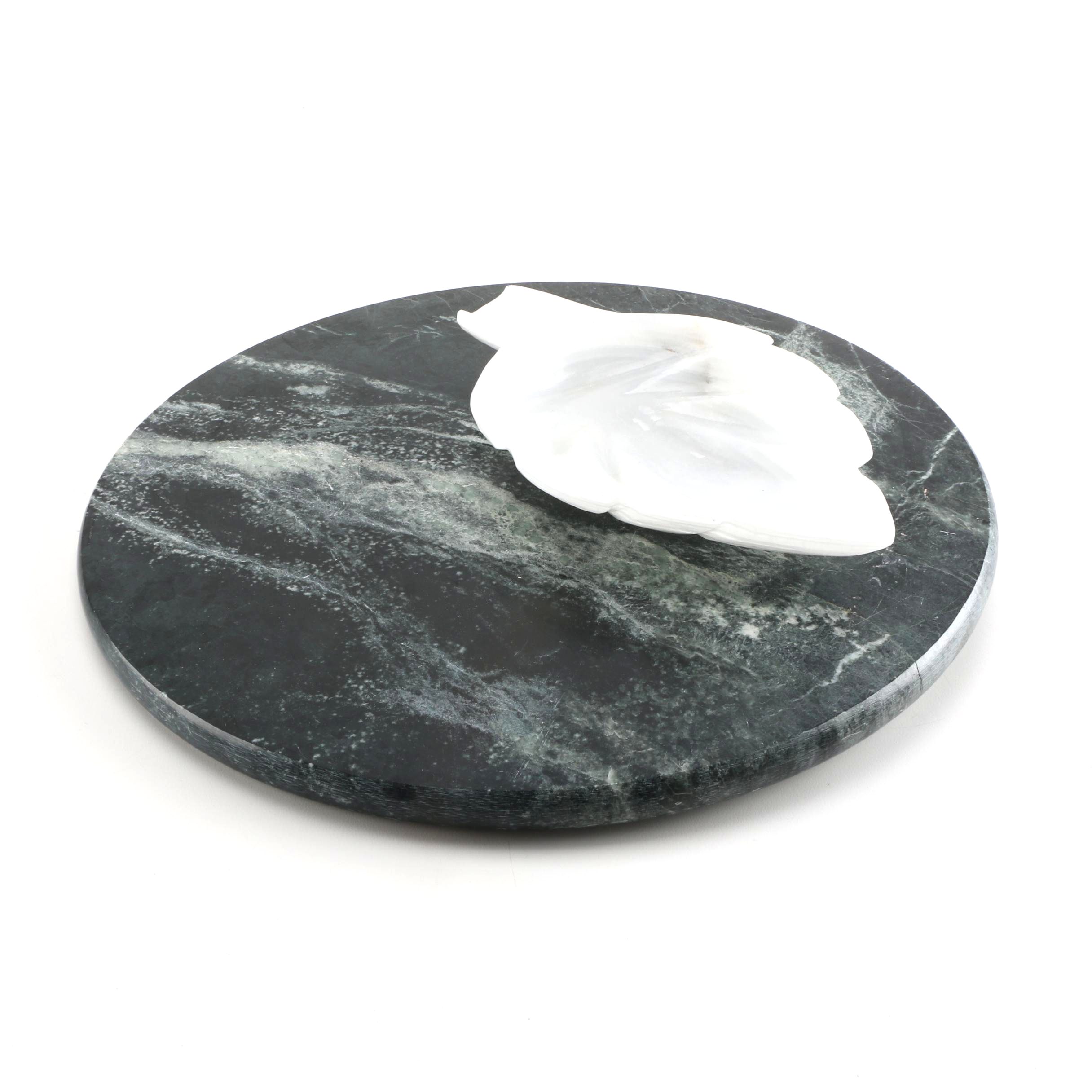 Marble Platter and Agate Leaf Dish