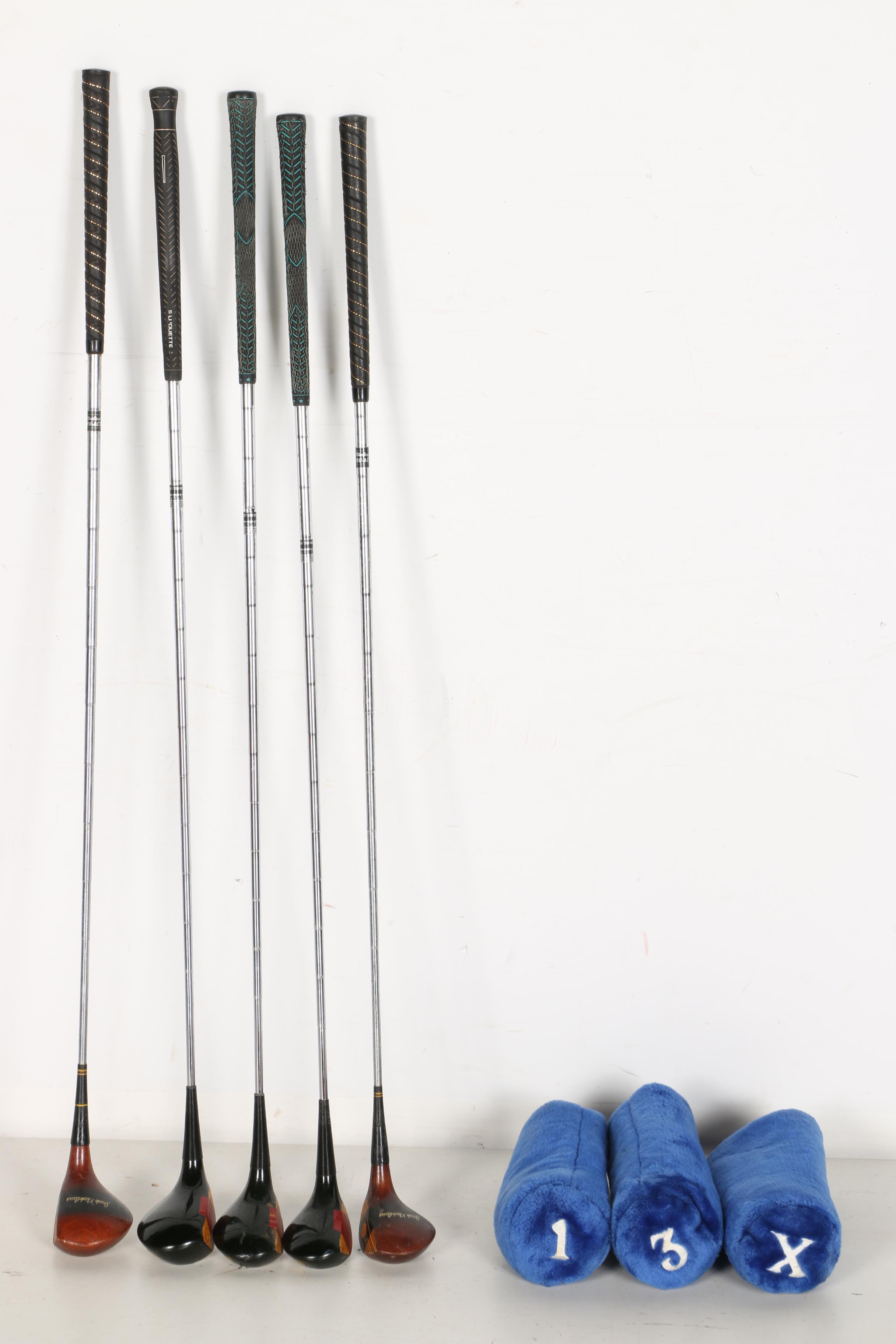 Golf Bag and Clubs Including Wilson Wood and Iron Sets