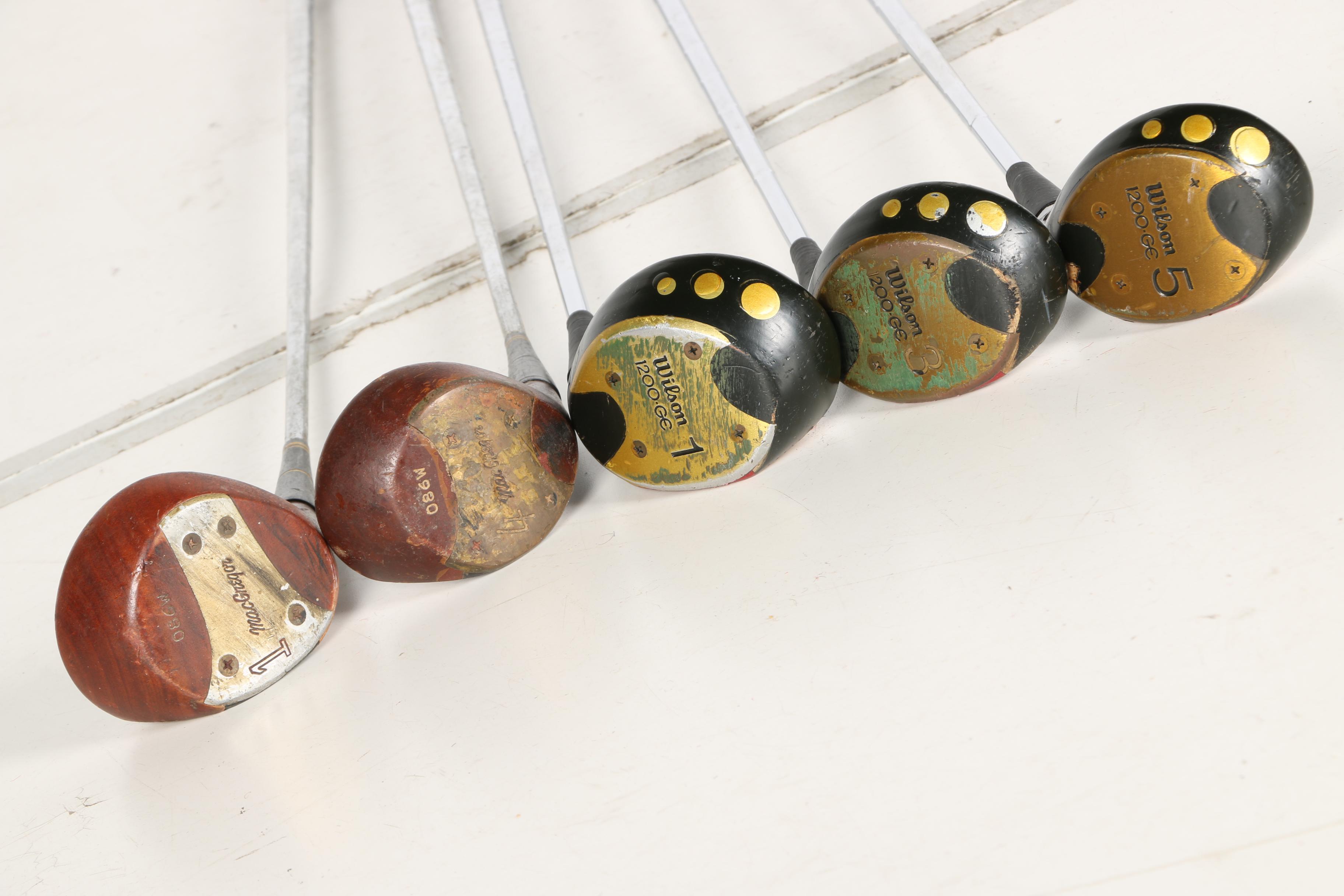 Golf Bag and Clubs Including Wilson Wood and Iron Sets