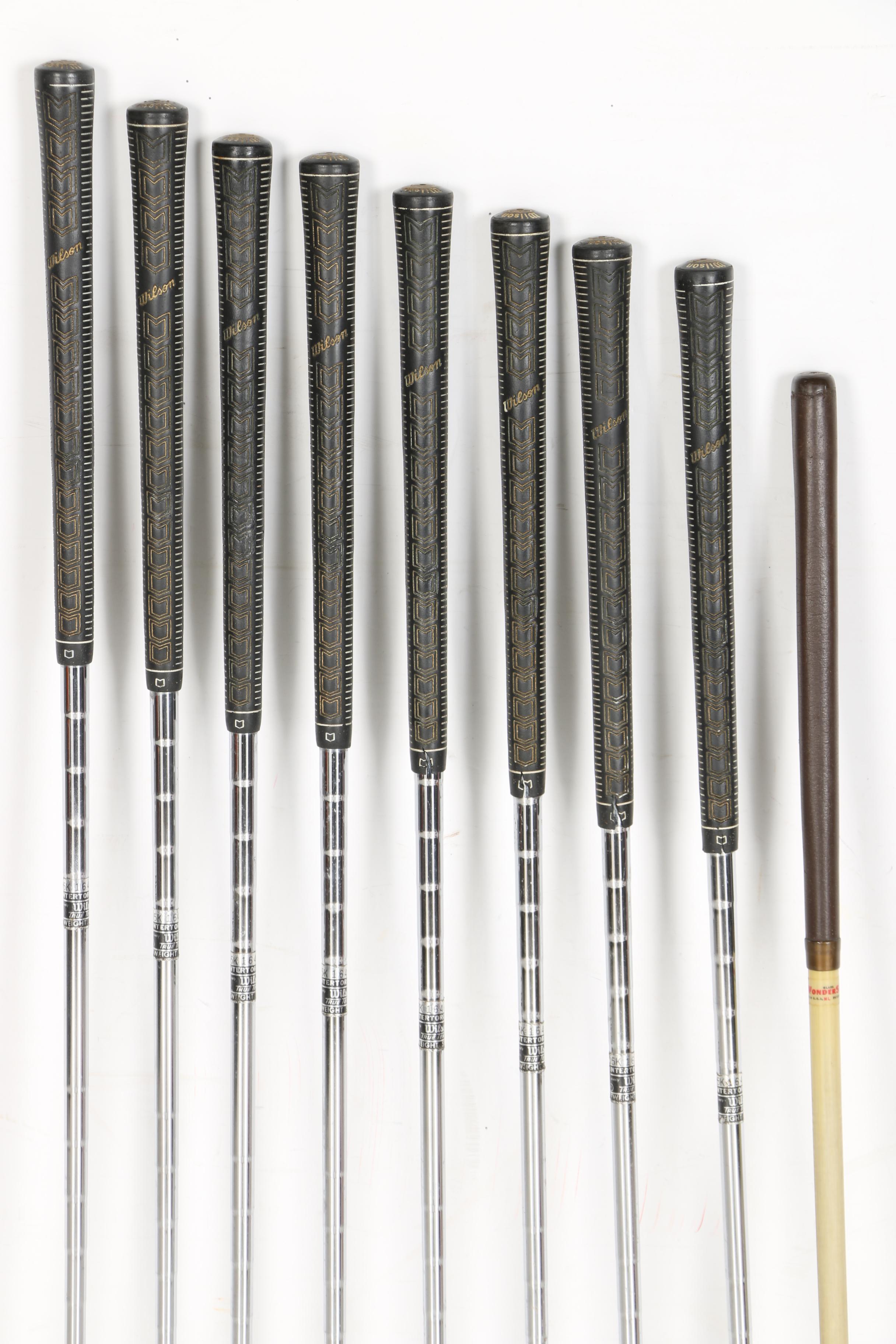 Golf Bag and Clubs Including Wilson Wood and Iron Sets