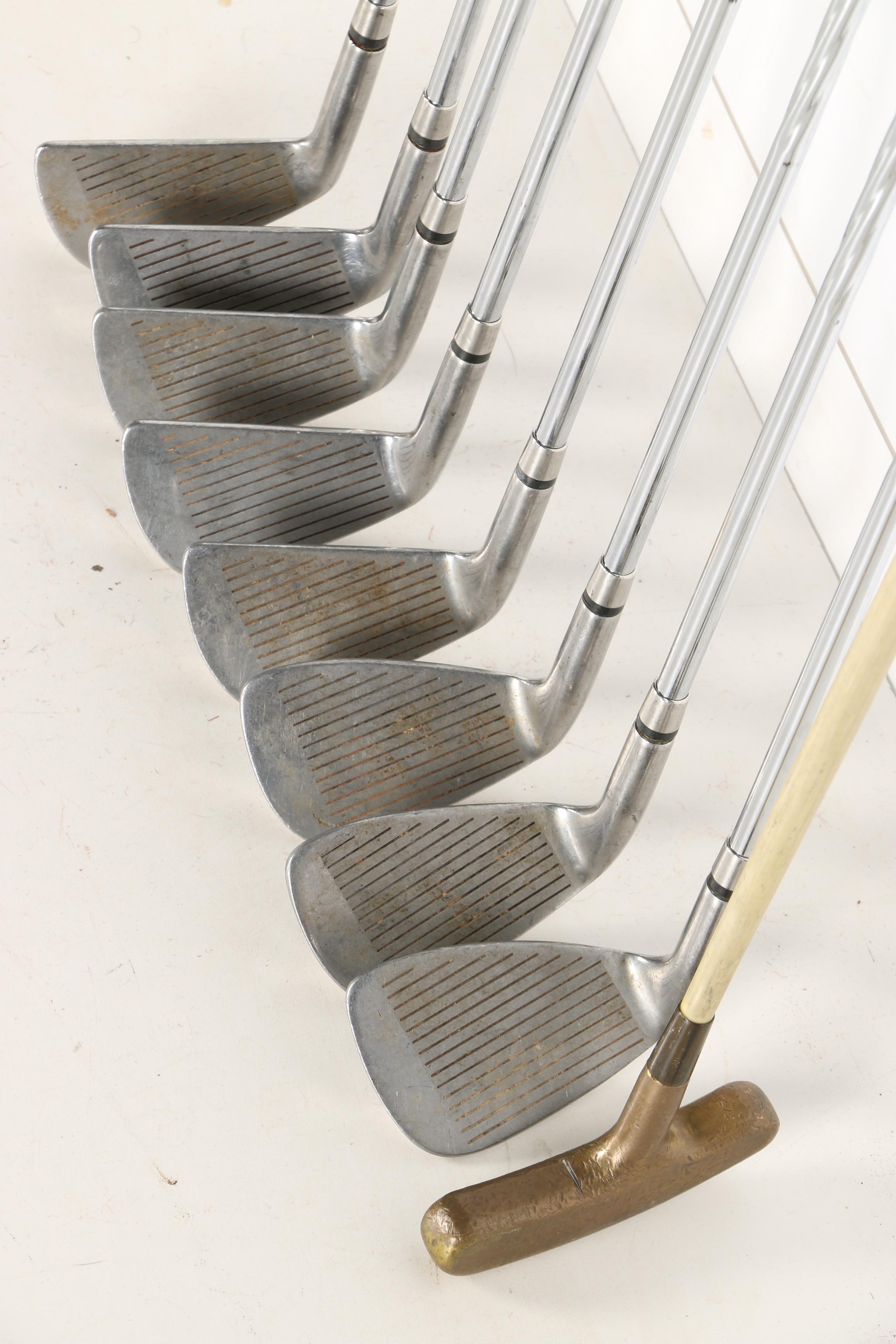 Golf Bag and Clubs Including Wilson Wood and Iron Sets