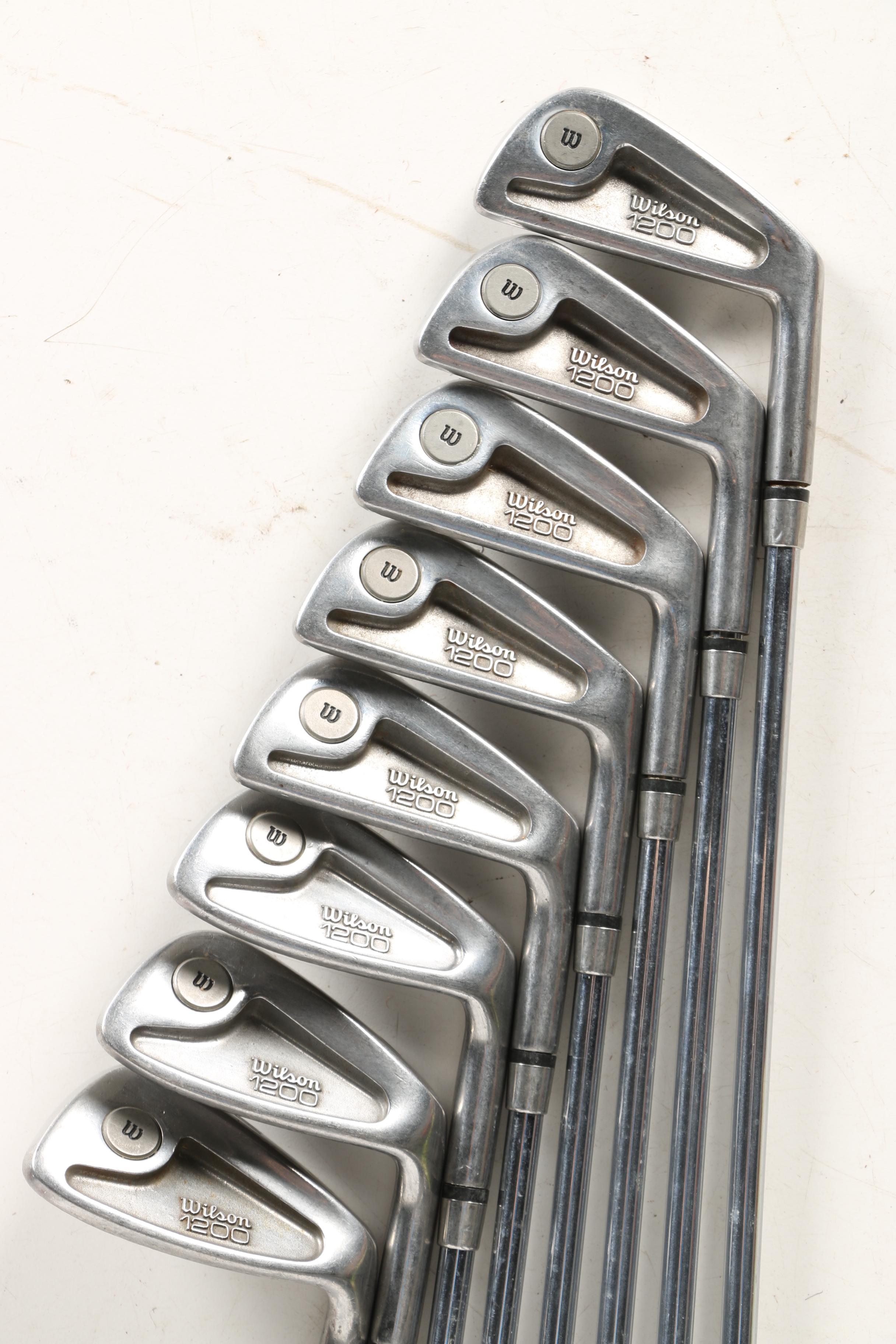 Golf Bag and Clubs Including Wilson Wood and Iron Sets