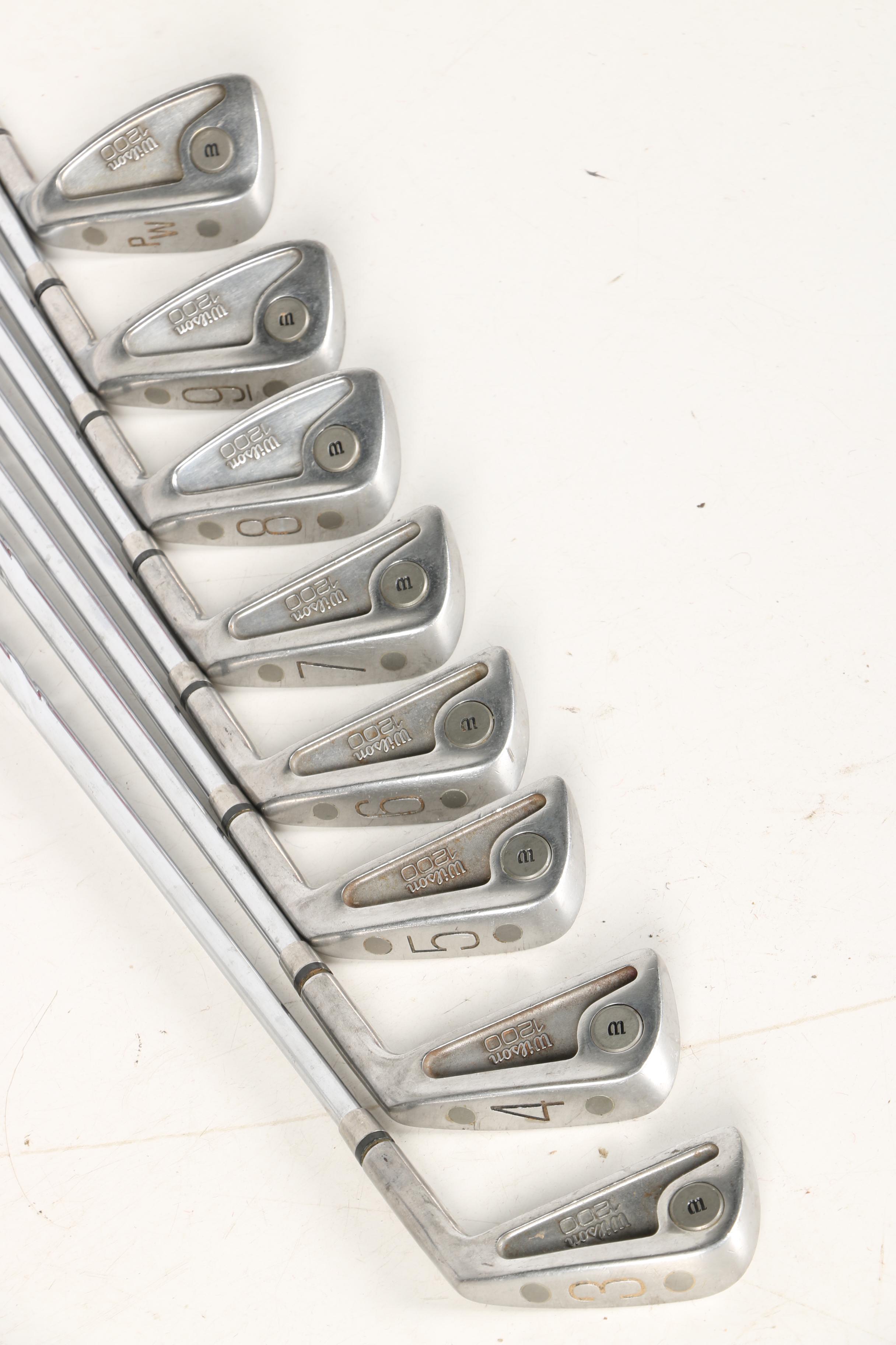 Golf Bag and Clubs Including Wilson Wood and Iron Sets