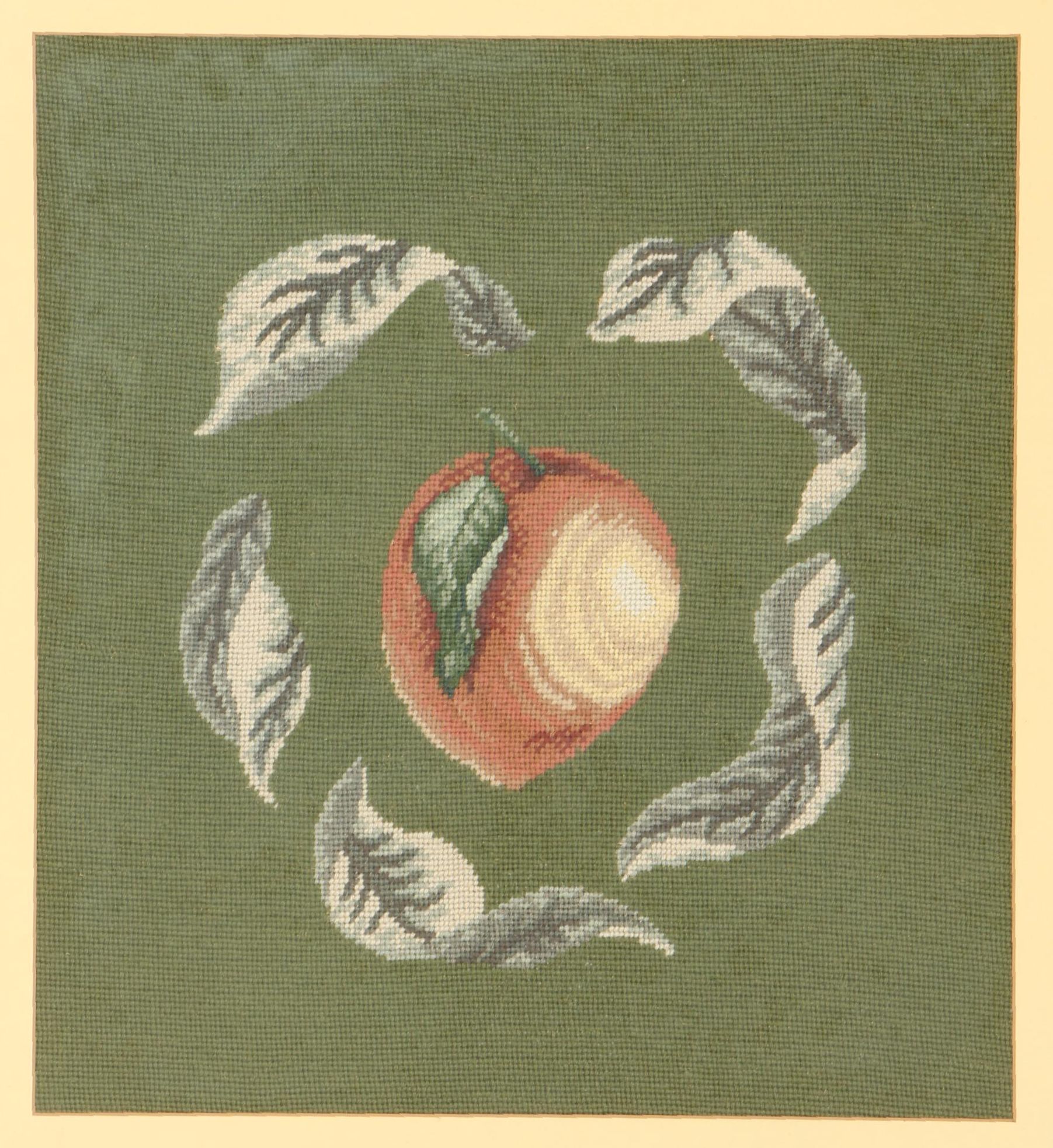 Framed Needlepoint of Peach