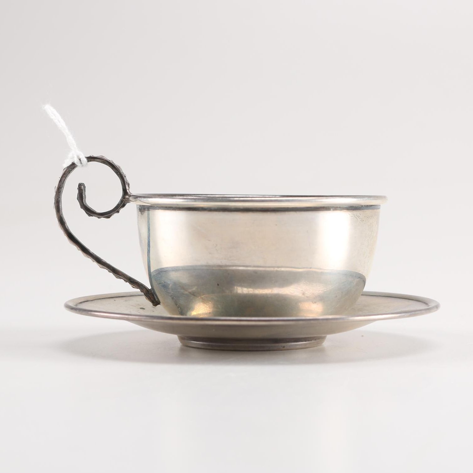 Columbian Coin Silver Demitasse Cup and Saucer