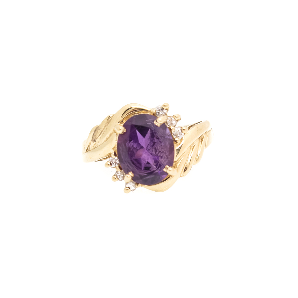 14K Yellow Gold And Amethyst Ring
