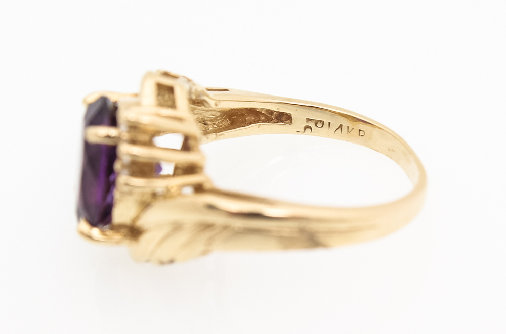 14K Yellow Gold And Amethyst Ring