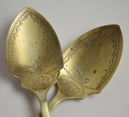 Antique Spoon Set With Mother of Pearl Handle, Sterling Neck and EPNS Bowl