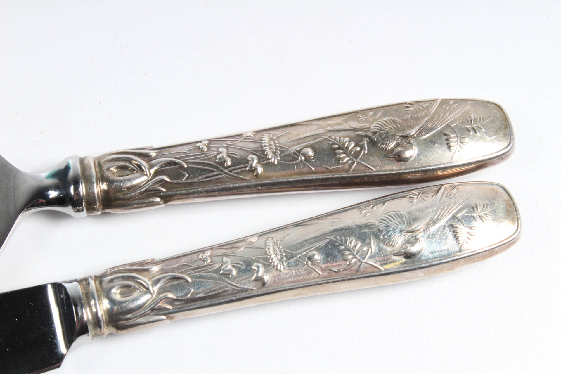 Tiffany & Co. "Audubon" Sterling Silver Handled Cheese Knife Set