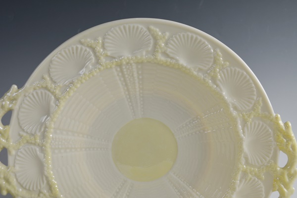 Vintage Belleek Porcelain Cake Plate, Vase, Cream and Sugar