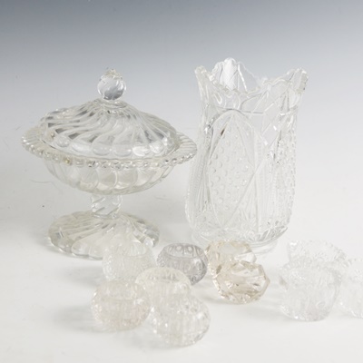 Glass Vase, Candy Dish and Individual Salts