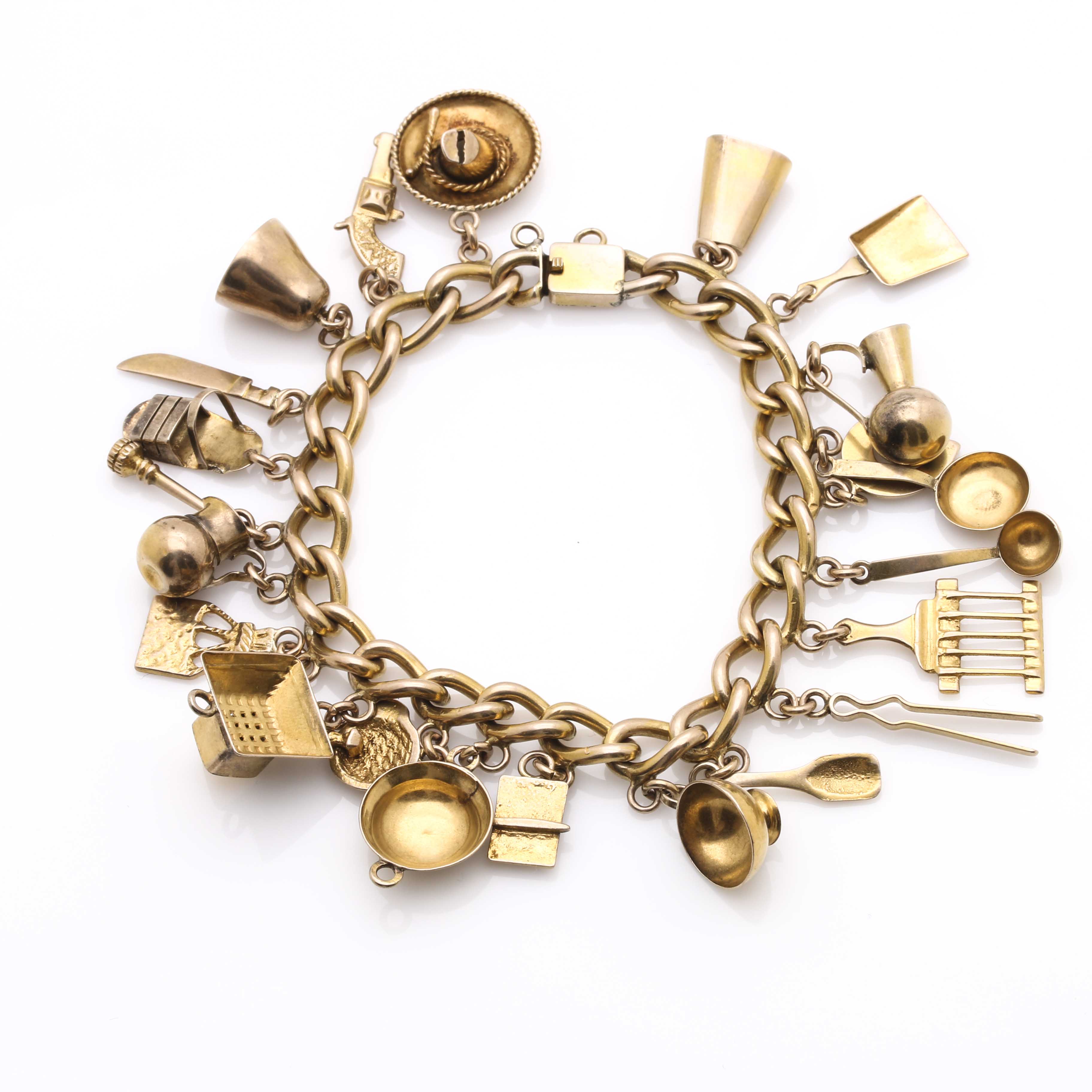 Costume Jewelry Pieces Including Charm Bracelet