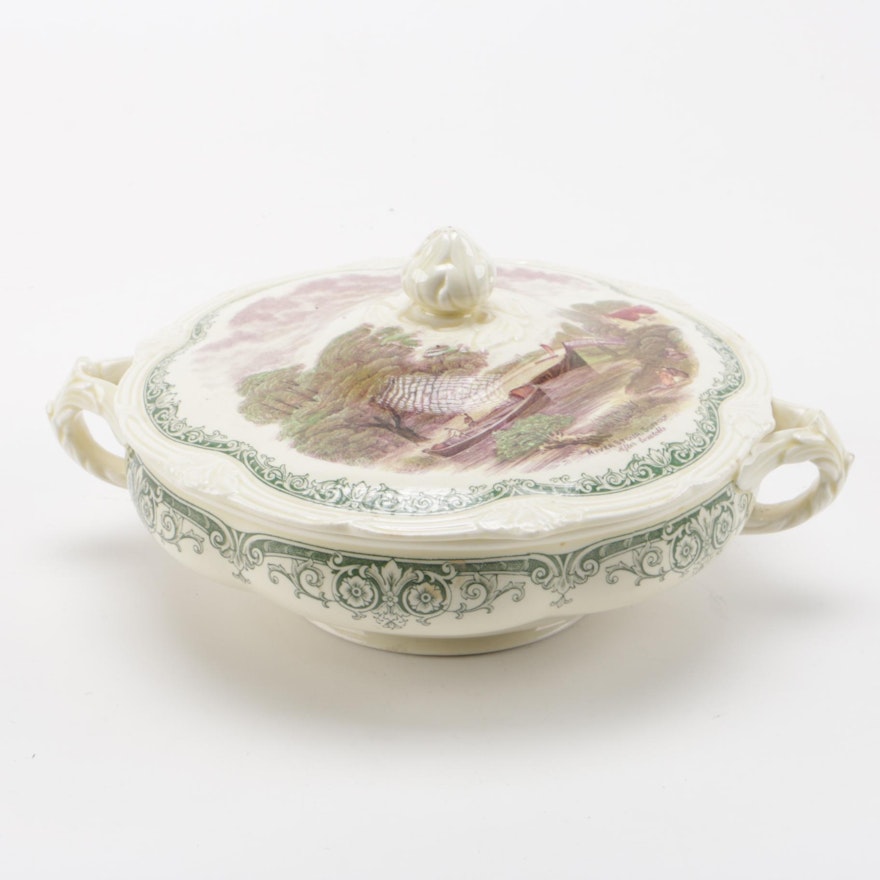 Grindley English Fine Porcelain Covered Dish After Constable