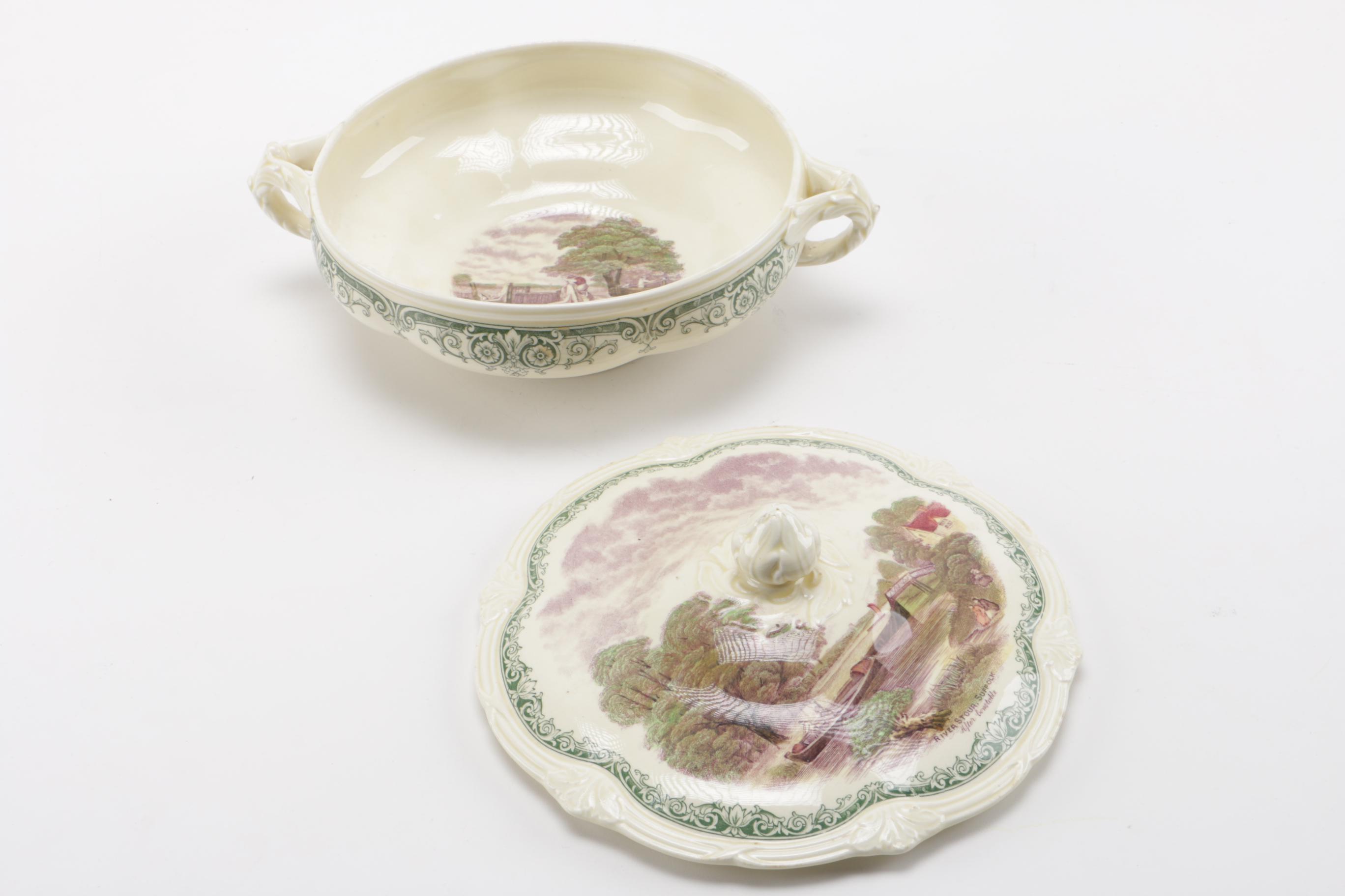 Grindley English Fine Porcelain Covered Dish After Constable