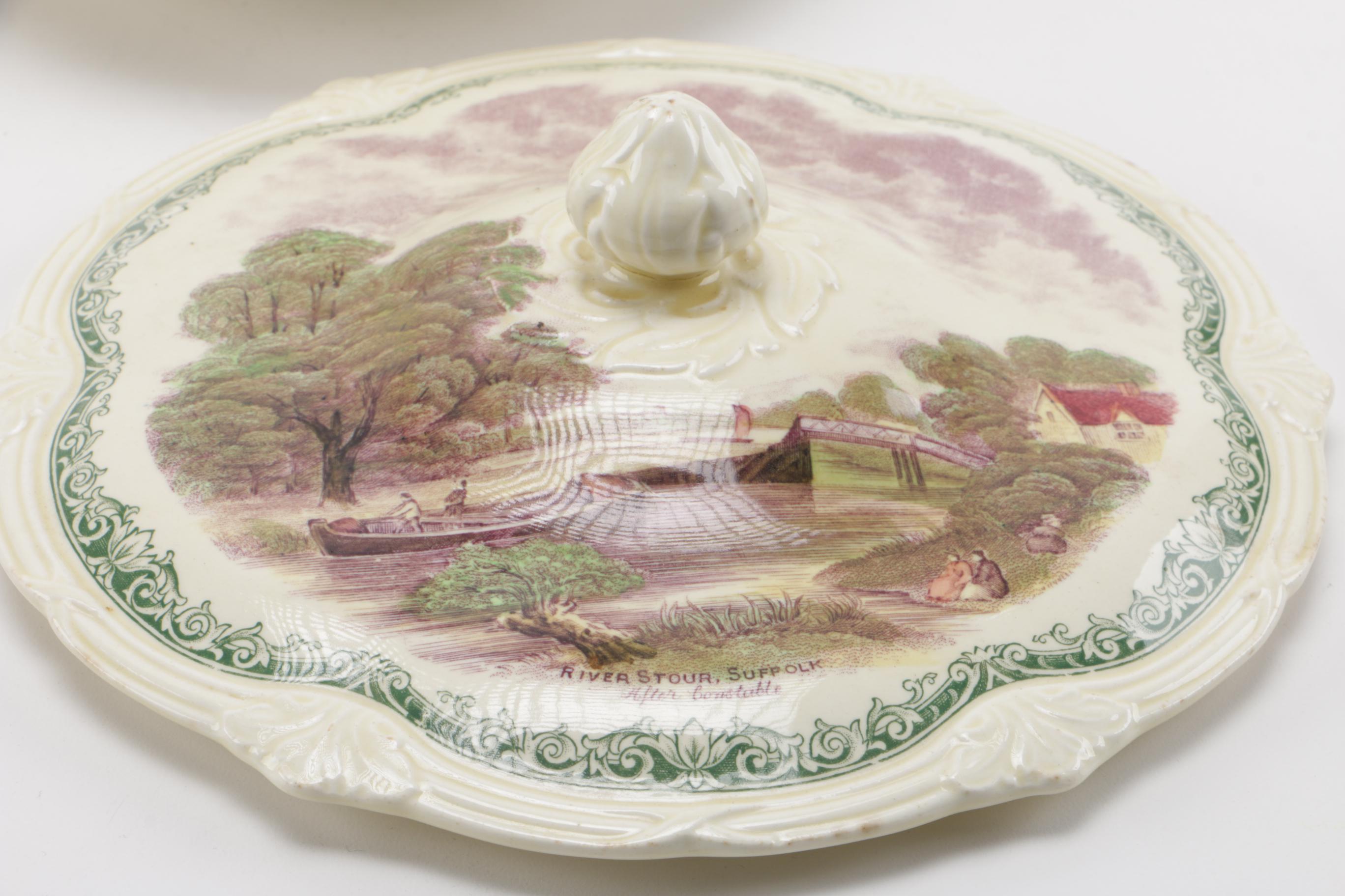 Grindley English Fine Porcelain Covered Dish After Constable