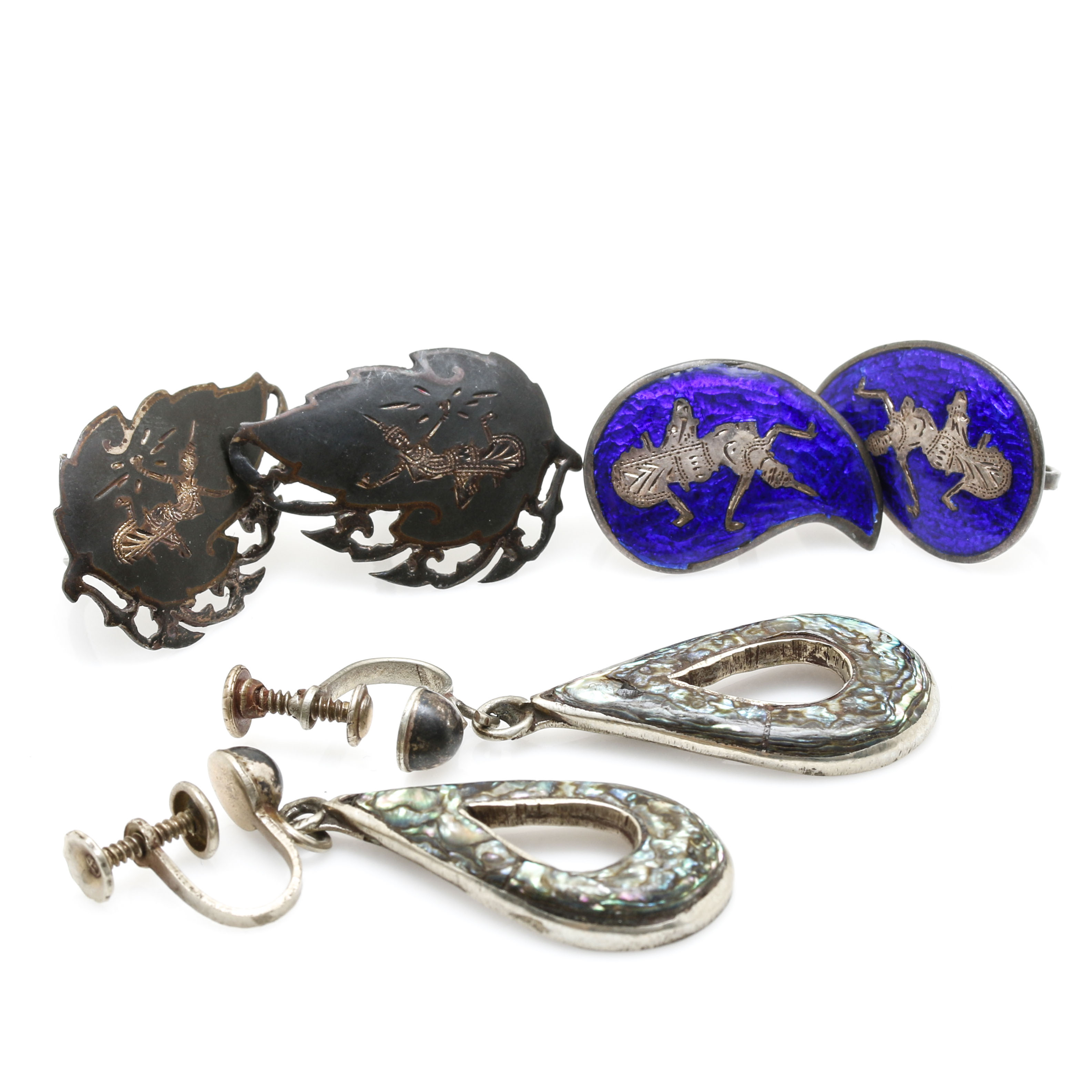 Sterling Silver Costume Jewelry Including Siam Silver Nielloware