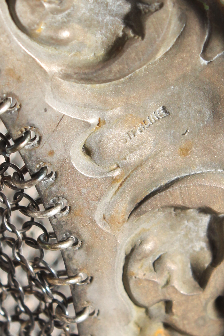 Victorian Chainmail Finger Ring Purse With Sterling Silver Frame