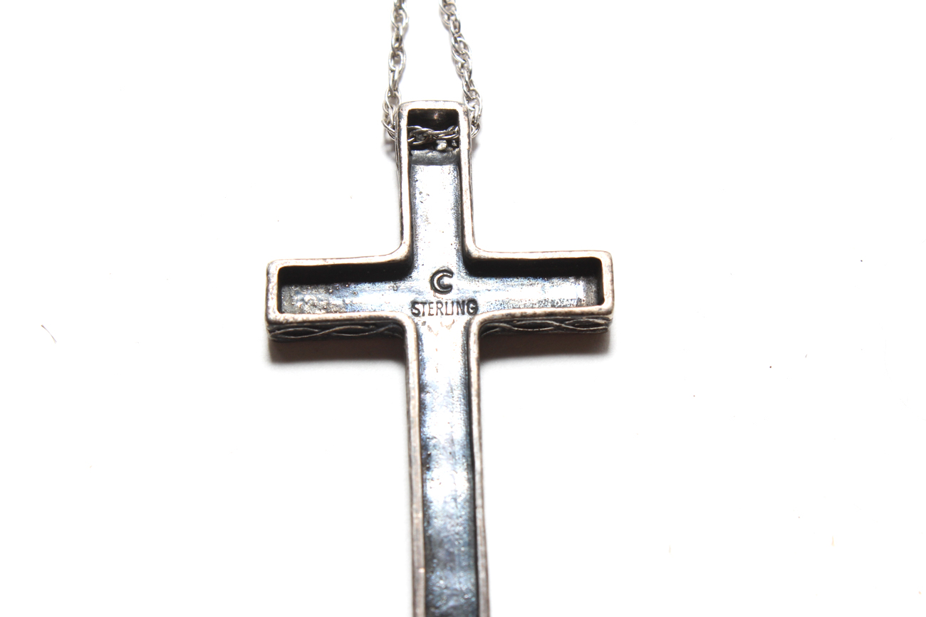 Pair Of Sterling Silver Cross Pendants Including One Sterling Silver Chain