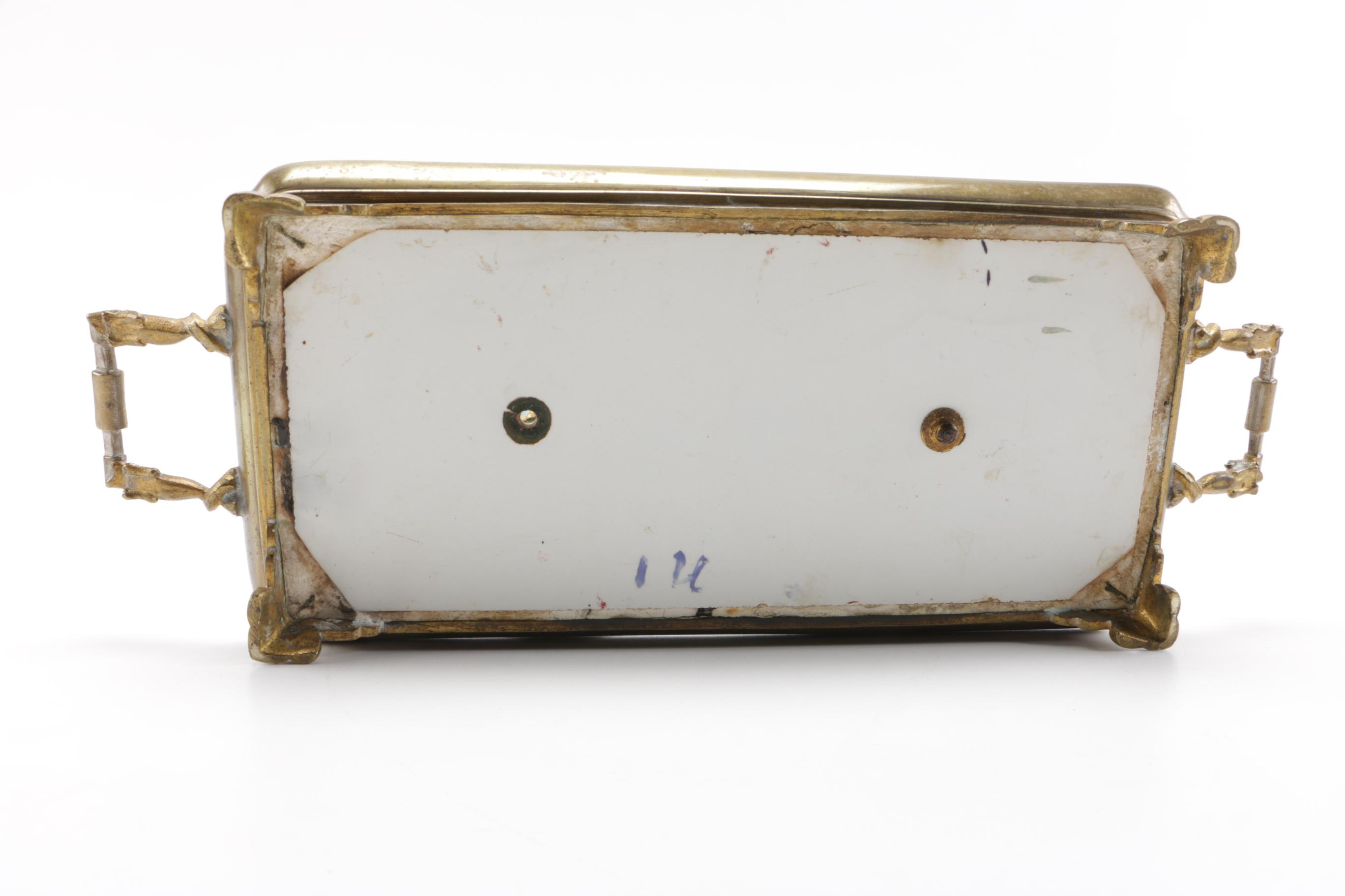 Asian-Inspired Brass and Ceramic Ink Tray