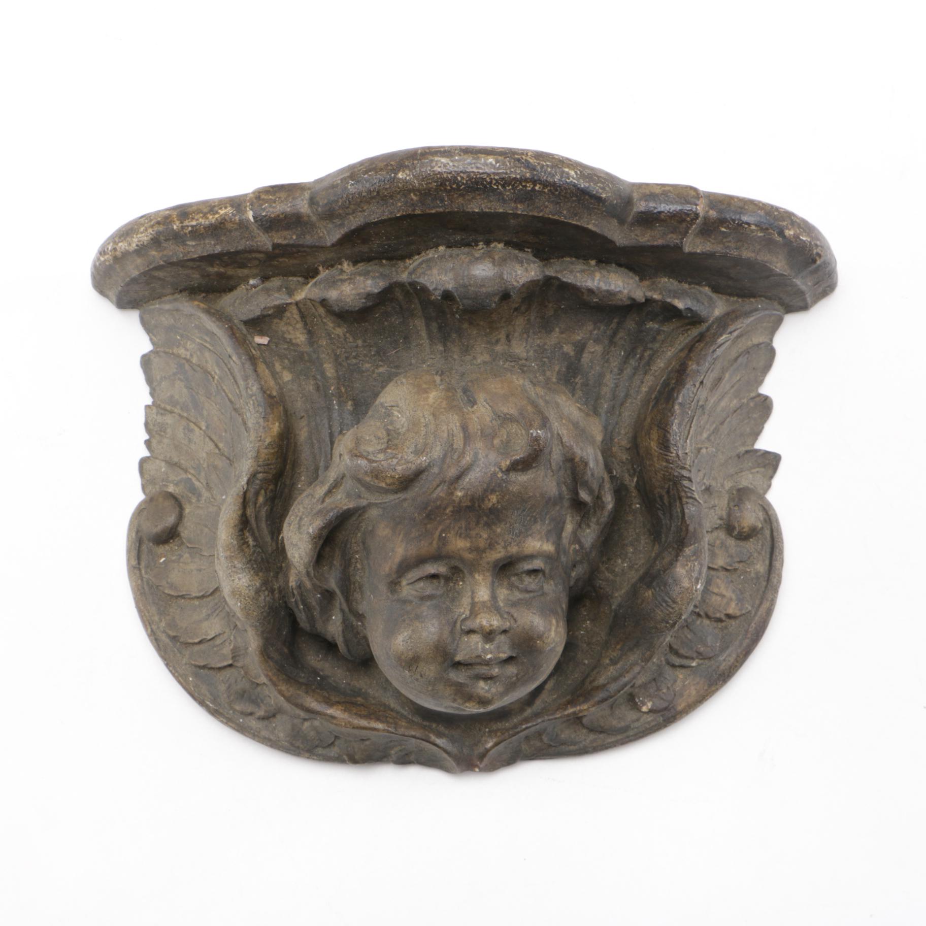Cast Plaster Cherub Shelf